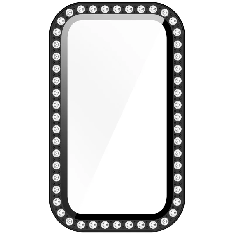 Pour Huawei Band 10 / 9 / 8 Étui avec Décoration en Strass PC + Film en Verre Trempé Housse de Protection de Montre - Noir