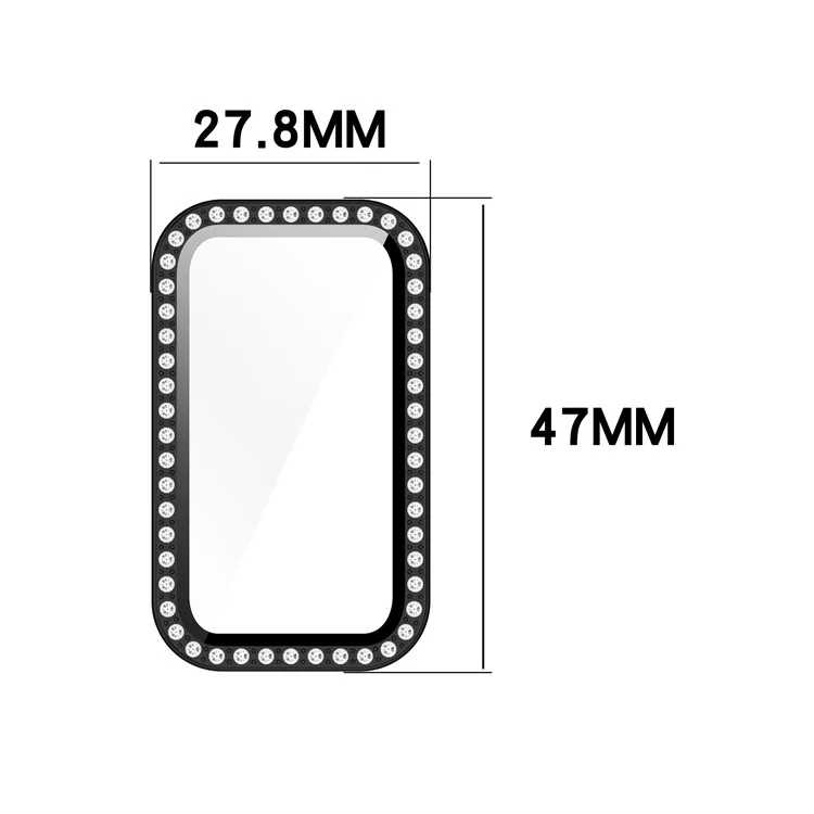 For Huawei Band 10  /  9  /  8 Case Rhinestone Decor PC + Tempered Glass Film Protective Watch Cover - Silver