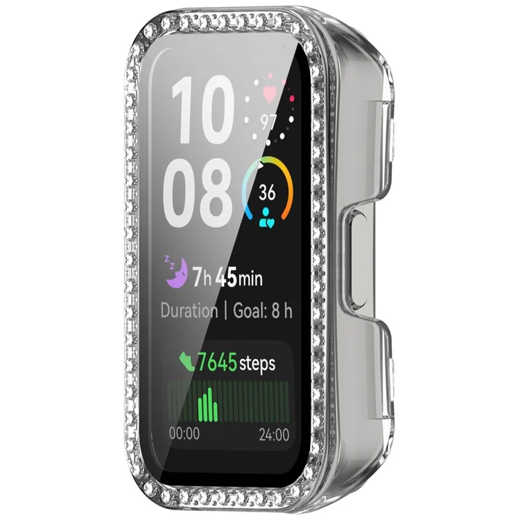 Per Huawei Band 10 / 9 / 8 Cover Trasparente con Strass Decorativi in PC + Pellicola in Vetro Temperato Custodia Protettiva per Smartwatch