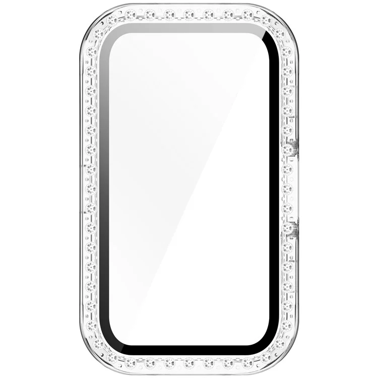 Per Huawei Band 10 / 9 / 8 Cover Trasparente con Strass Decorativi in PC + Pellicola in Vetro Temperato Custodia Protettiva per Smartwatch