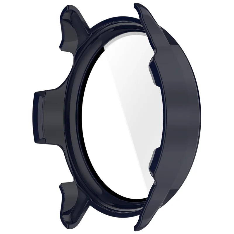 For Garmin Vivoactive 6 Watch Case PC Frame Cover with Tempered Glass Screen Film - Dark Blue