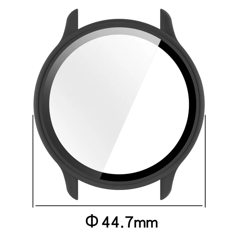 For Garmin Vivoactive 6 Watch Case PC Frame Cover with Tempered Glass Screen Film - Dark Blue