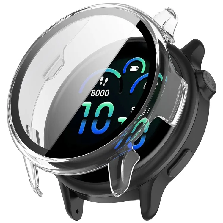 Für Garmin Vivoactive 6 Uhrengehäuse PC-Rahmen Schutzhülle mit Panzerglas Displayschutzfolie - Transparent