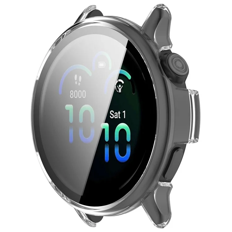 Für Garmin Vivoactive 6 Uhrengehäuse PC-Rahmen Schutzhülle mit Panzerglas Displayschutzfolie - Transparent