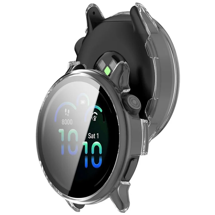 Für Garmin Vivoactive 6 Uhrengehäuse PC-Rahmen Schutzhülle mit Panzerglas Displayschutzfolie - Transparent