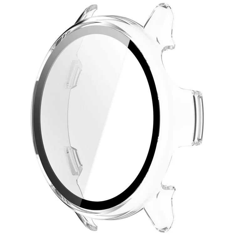 Für Garmin Vivoactive 6 Uhrengehäuse PC-Rahmen Schutzhülle mit Panzerglas Displayschutzfolie - Transparent