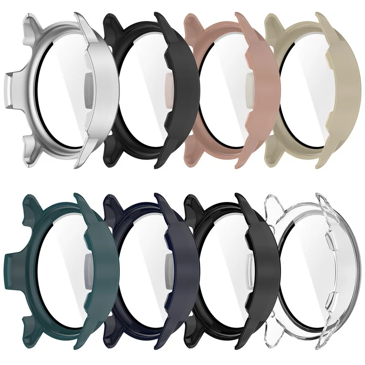 Für Garmin Vivoactive 6 Uhrengehäuse PC-Rahmen Schutzhülle mit Panzerglas Displayschutzfolie - Transparent