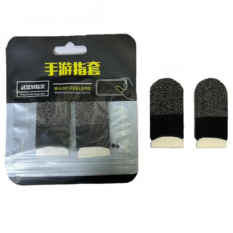 1Pair Gaming Finger Sleeves Anti-Slip Touchscreen Ultra-Thin Finger Cover for Mobile Games / E-Sports - Black