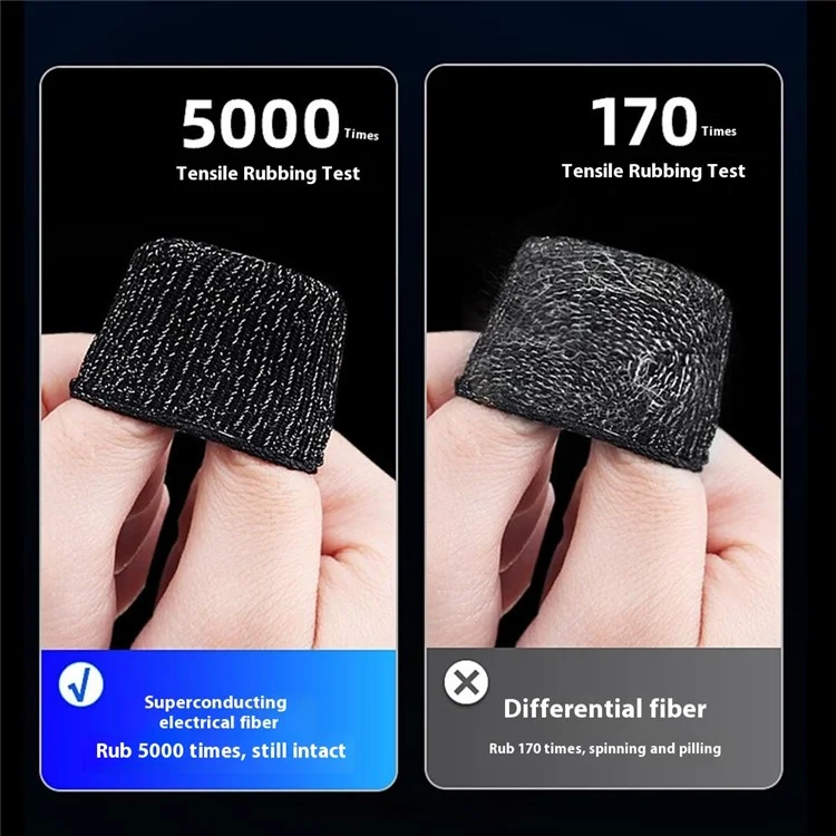 1Pair Gaming Finger Sleeves Anti-Slip Touchscreen Ultra-Thin Finger Cover for Mobile Games / E-Sports - Black