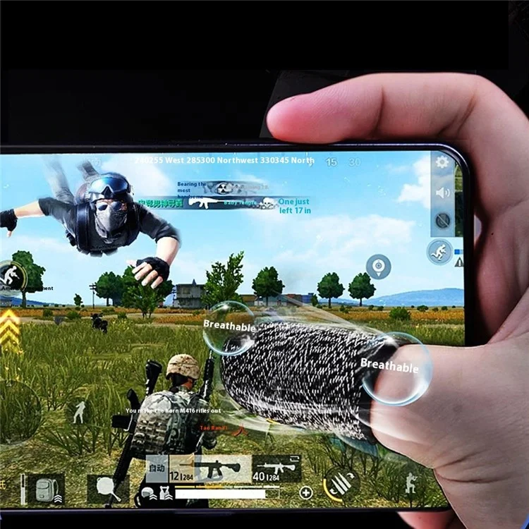 1Pair Gaming Finger Sleeves Anti-Slip Touchscreen Ultra-Thin Finger Cover for Mobile Games / E-Sports - Black