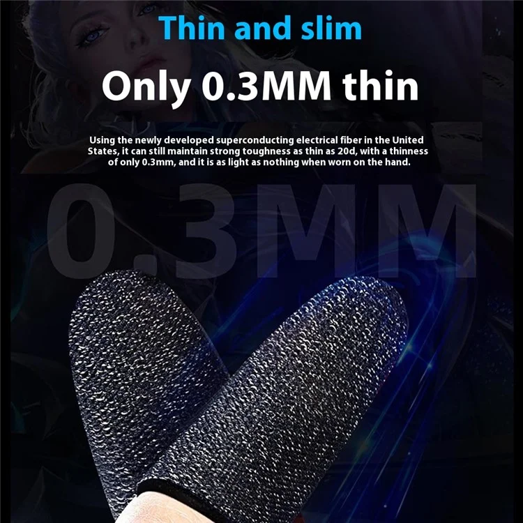 1Pair Gaming Finger Sleeves Anti-Slip Touchscreen Ultra-Thin Finger Cover for Mobile Games / E-Sports - Black