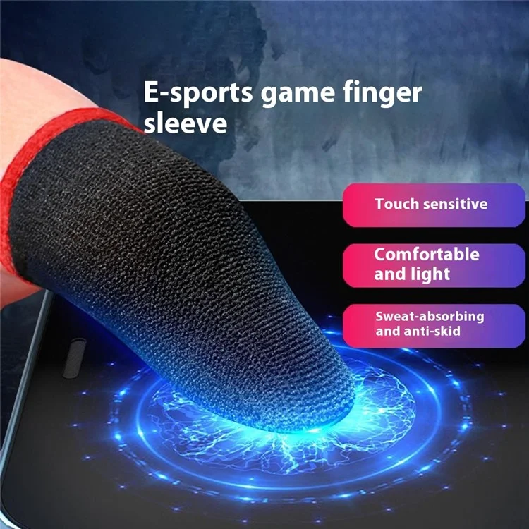 1Pair Gaming Finger Sleeves Anti-Slip Touchscreen Ultra-Thin Finger Cover for Mobile Games / E-Sports - Black