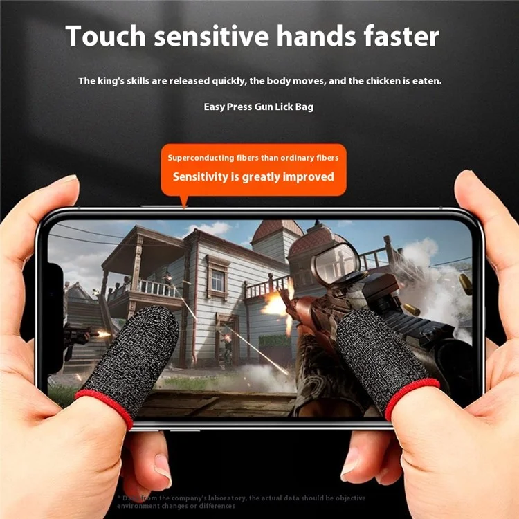 1Pair Gaming Finger Sleeves Anti-Slip Touchscreen Ultra-Thin Finger Cover for Mobile Games / E-Sports - Black