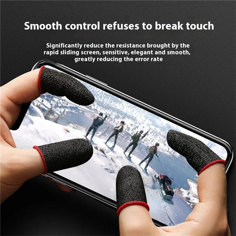 1Pair Gaming Finger Sleeves Anti-Slip Touchscreen Ultra-Thin Finger Cover for Mobile Games / E-Sports - Black