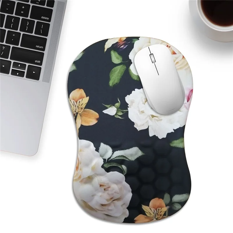 30x20x2.5cm Office Gaming Mouse Pad with Wrist Rest Memory Foam Relieve Fatigue Mouse Mat - Black / Rose