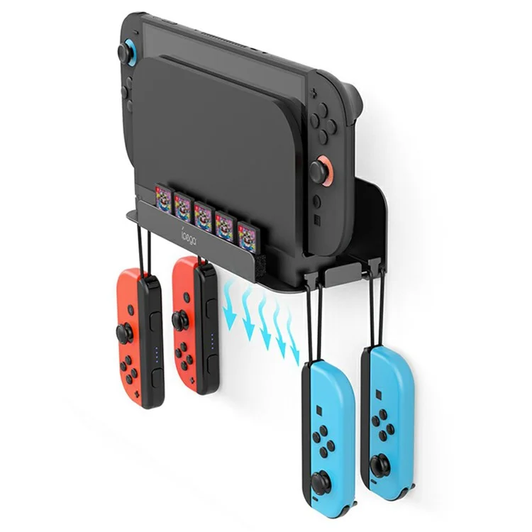 Suporte de Parede IPEGA PG-SW2072 para Nintendo Switch 2 / 1 com Armazenamento de Cartão de Jogo e Suporte para Controle