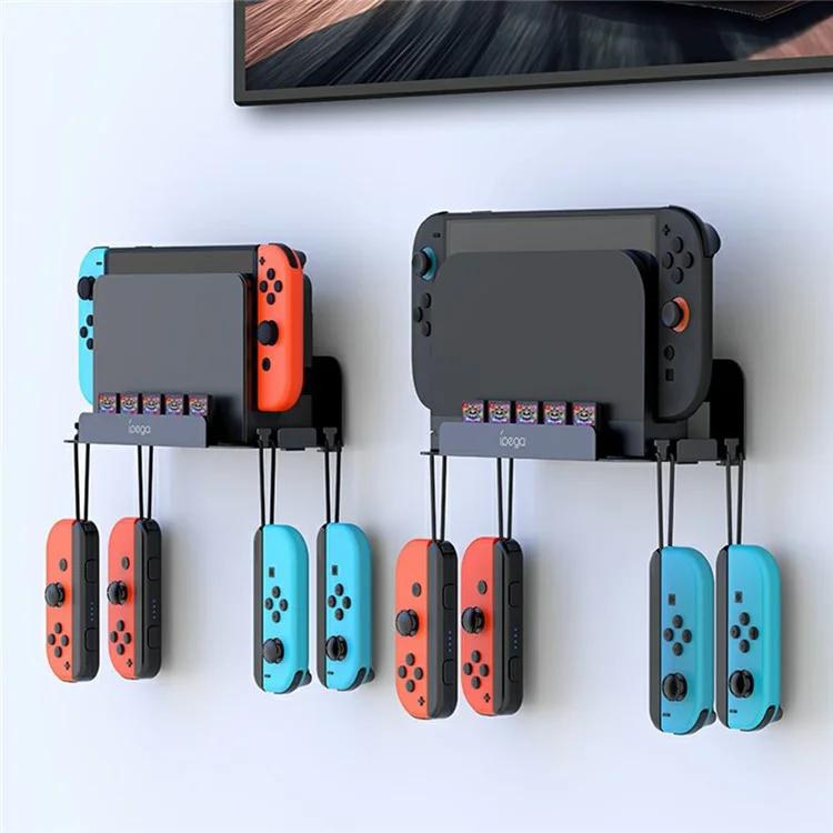 Suporte de Parede IPEGA PG-SW2072 para Nintendo Switch 2 / 1 com Armazenamento de Cartão de Jogo e Suporte para Controle