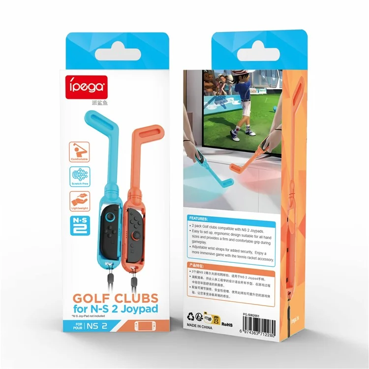 IPEGA PG-SW2091 2 Unidades Empunhadura de Clube de Golfe para Controle Joy-Con do Nintendo Switch com Alça de Pulso Ajustável