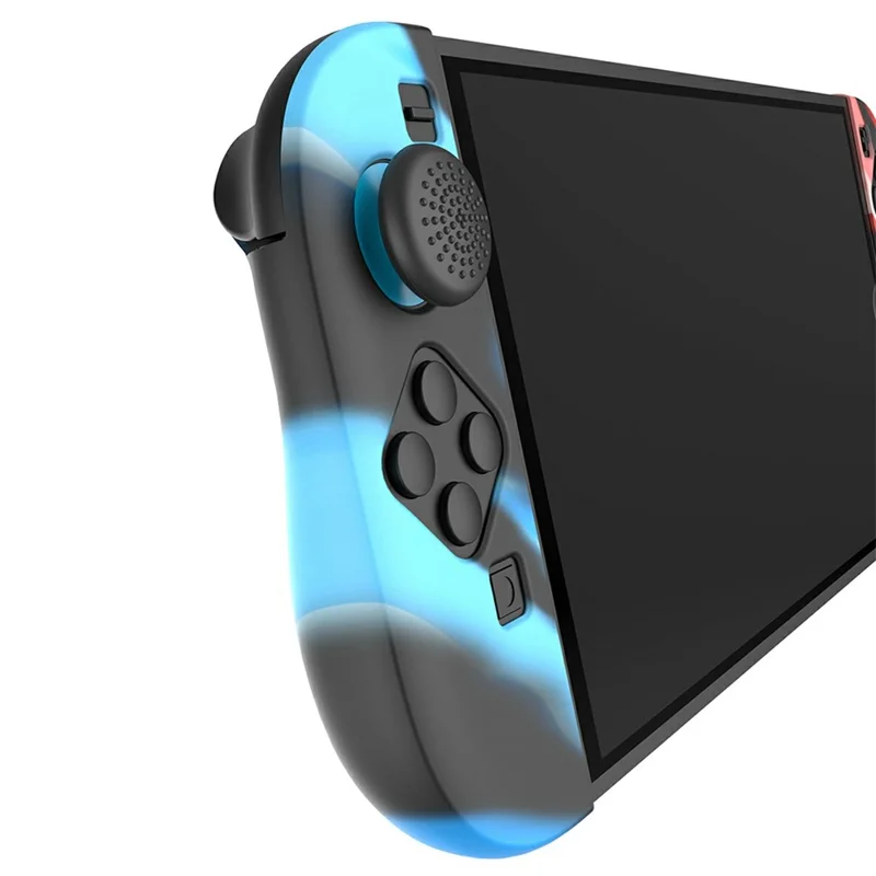 IPEGA PG-SW2083 1 Paar Joy-Pad Controller Silikon-Schutzhülle mit 4 Joystick-Kappen für Nintendo Switch - Schwarz Blau / Schwarz Rot