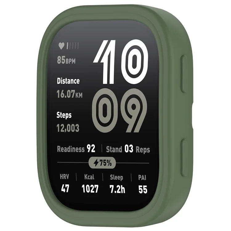 Funda de Silicona Suave para Reloj Huami Amazfit Bip 6 (A2435) - Marco Hueco en Verde Oscuro