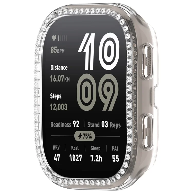 Pour Huami Amazfit Bip 6 (A2435) Boîtier de montre transparent Décoration de strass Conception ajourée PC Couvercle de montre