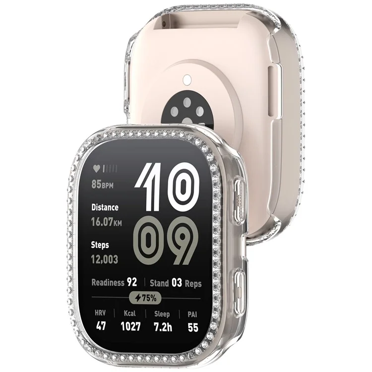 Pour Huami Amazfit Bip 6 (A2435) Boîtier de montre transparent Décoration de strass Conception ajourée PC Couvercle de montre