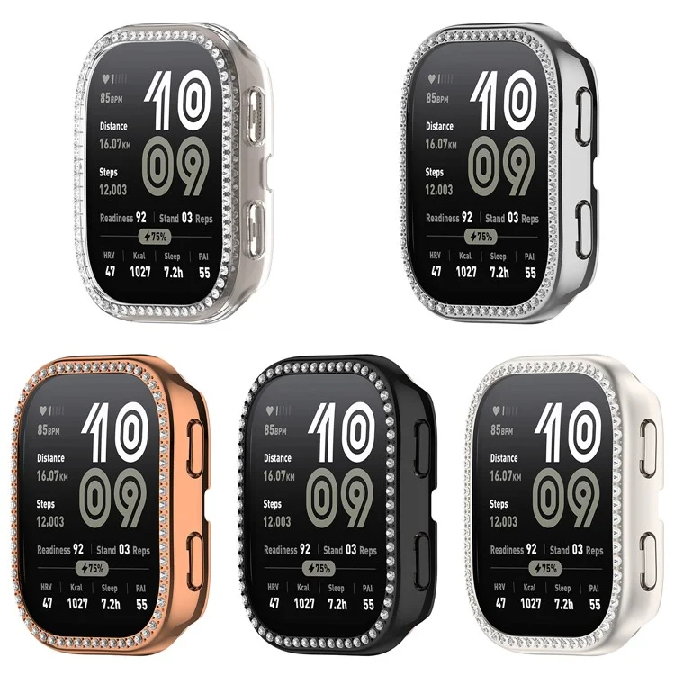 Pour Huami Amazfit Bip 6 (A2435) Boîtier de montre transparent Décoration de strass Conception ajourée PC Couvercle de montre