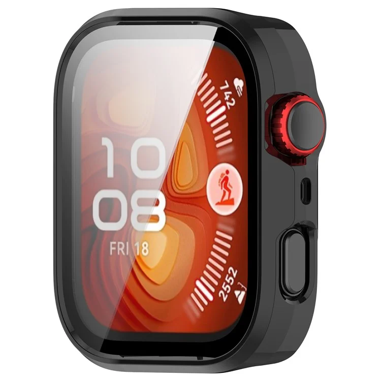 For Huawei Watch Fit 4 Pro Watch Case PC Frame Cover with Tempered Glass Screen Film - Black