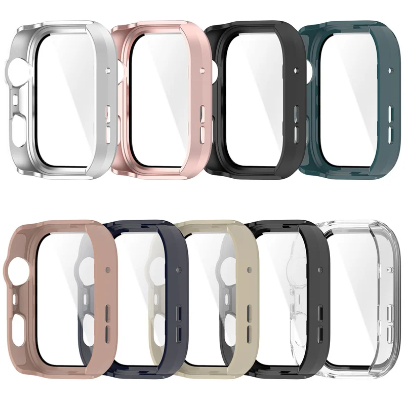 For Huawei Watch Fit 4 Pro Watch Case PC Frame Cover with Tempered Glass Screen Film - Matte Pink