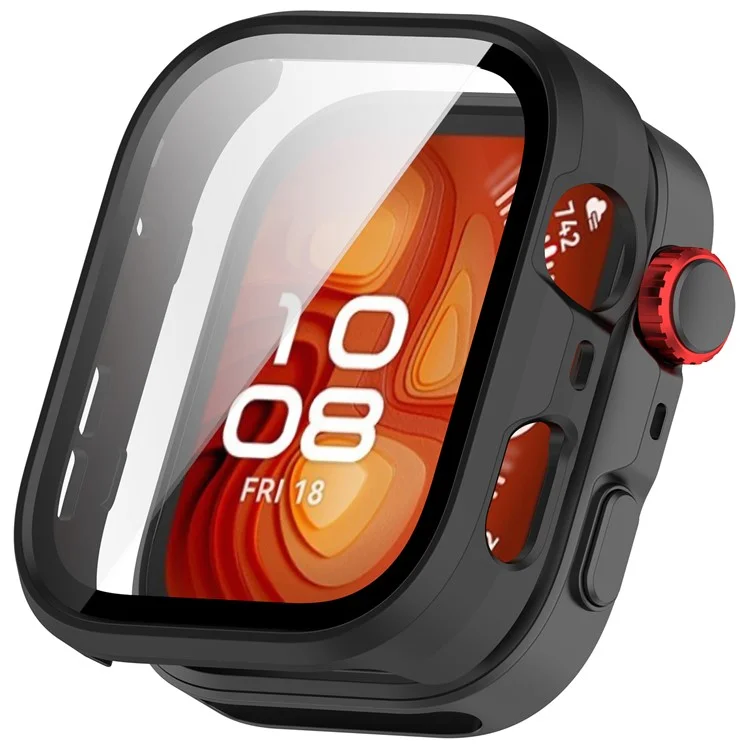 For Huawei Watch Fit 4 Pro Watch Case PC Frame Cover with Tempered Glass Screen Film - Matte Black
