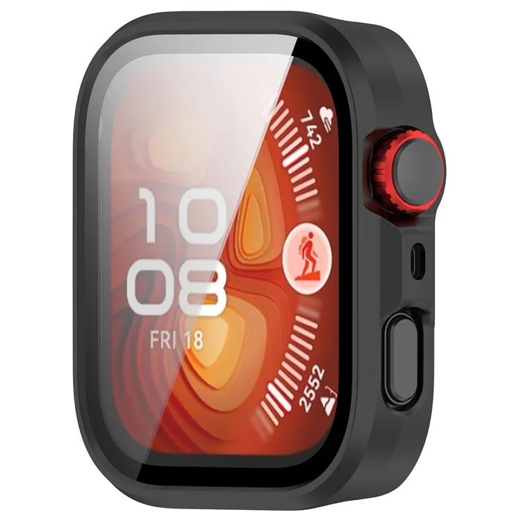 For Huawei Watch Fit 4 Pro Watch Case PC Frame Cover with Tempered Glass Screen Film - Matte Black
