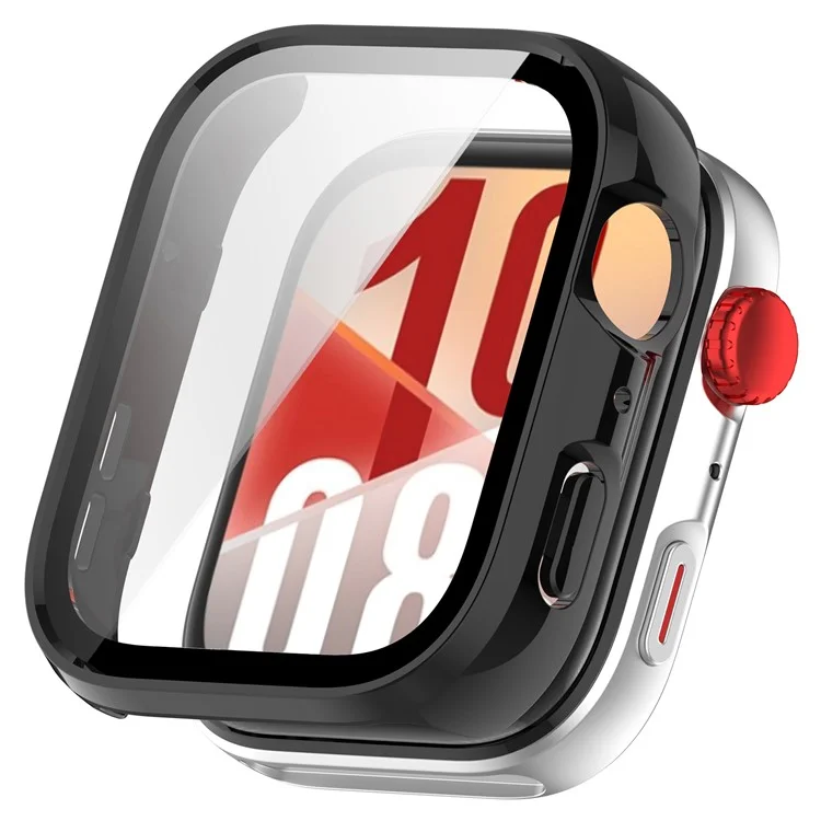 For Huawei Watch Fit 4 Watch Case PC Frame Cover with Tempered Glass Screen Film - Black