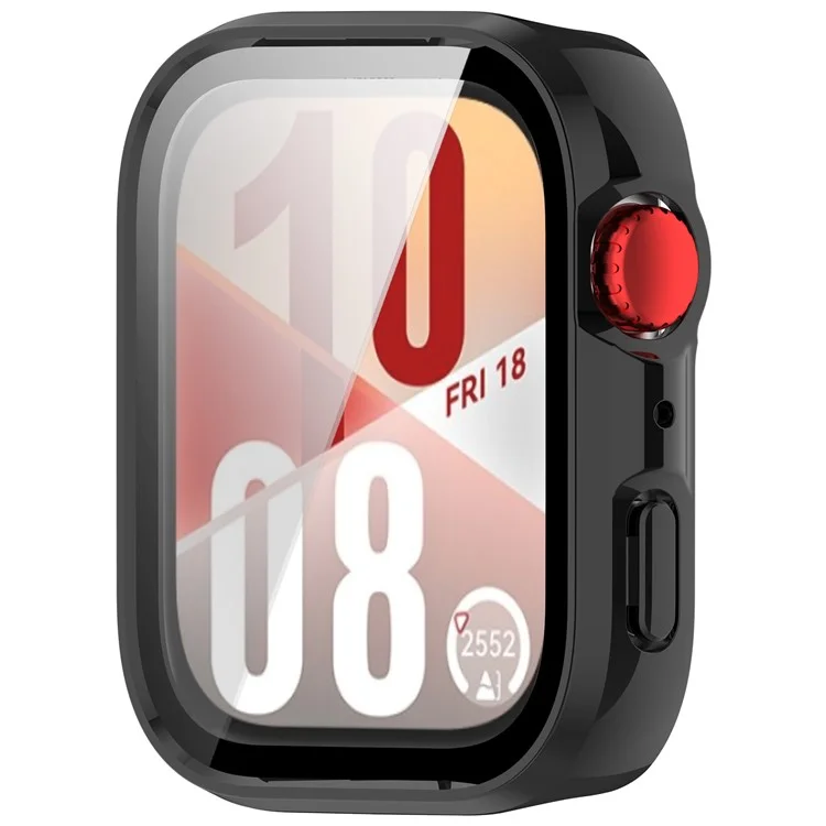 For Huawei Watch Fit 4 Watch Case PC Frame Cover with Tempered Glass Screen Film - Black