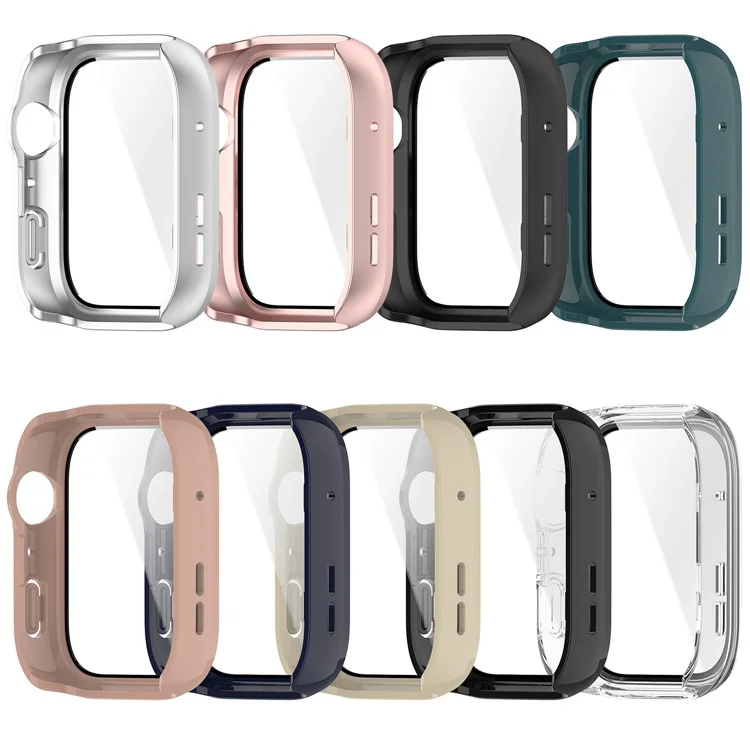 For Huawei Watch Fit 4 Watch Case PC Frame Cover with Tempered Glass Screen Film - Black