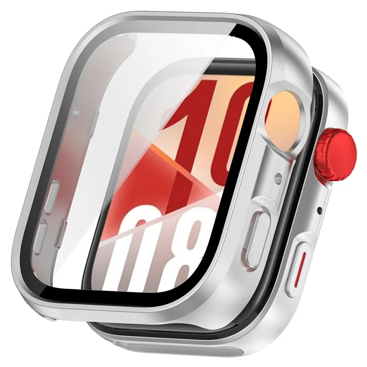For Huawei Watch Fit 4 Watch Case PC Frame Cover with Tempered Glass Screen Film - Matte Silver