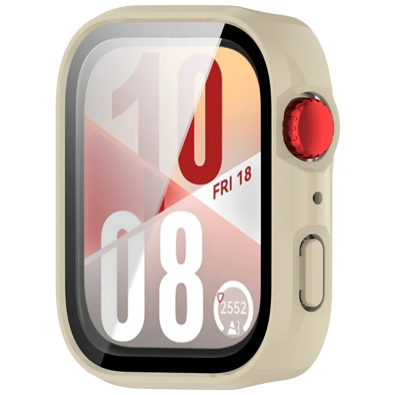 For Huawei Watch Fit 4 Watch Case PC Frame Cover with Tempered Glass Screen Film - Ivy White