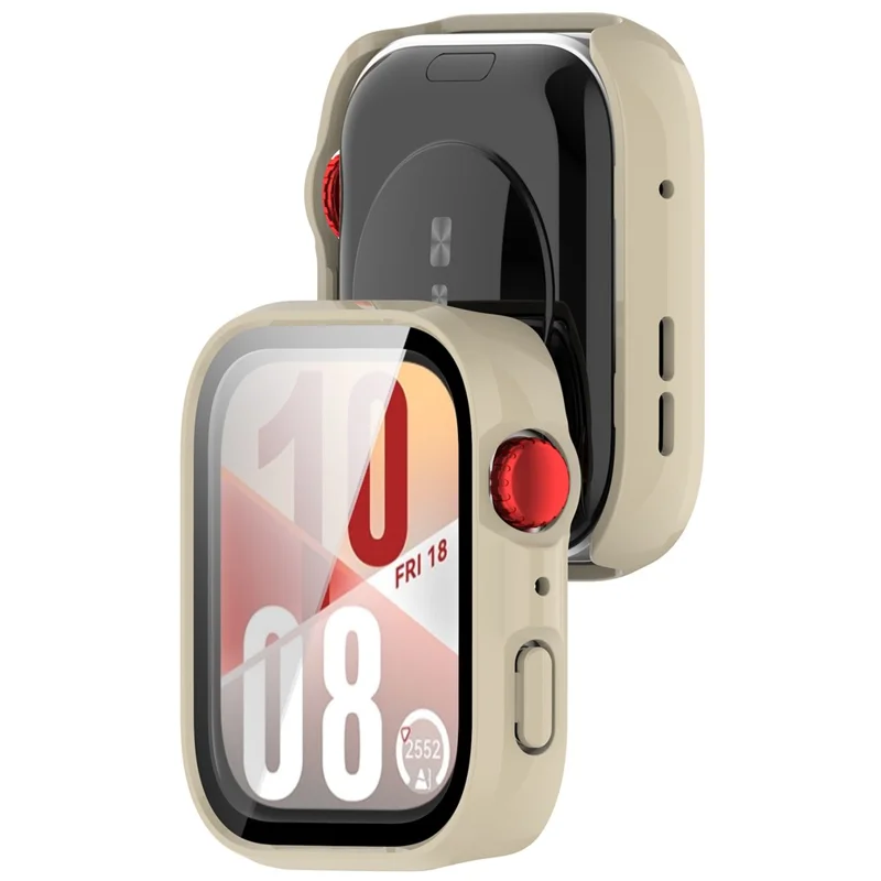 For Huawei Watch Fit 4 Watch Case PC Frame Cover with Tempered Glass Screen Film - Ivy White