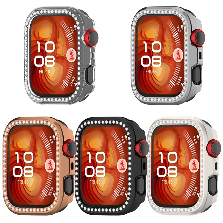 For Huawei Watch Fit 4 Clear Watch Case Rhinestone Decorative Hollow Design PC Watch Cover