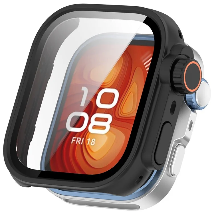 Für Huawei Watch Fit 4 Gehäuse Sofortige Transformation Ultra 2 Hartplastik Schutzhülle mit Panzerglas - Schwarz