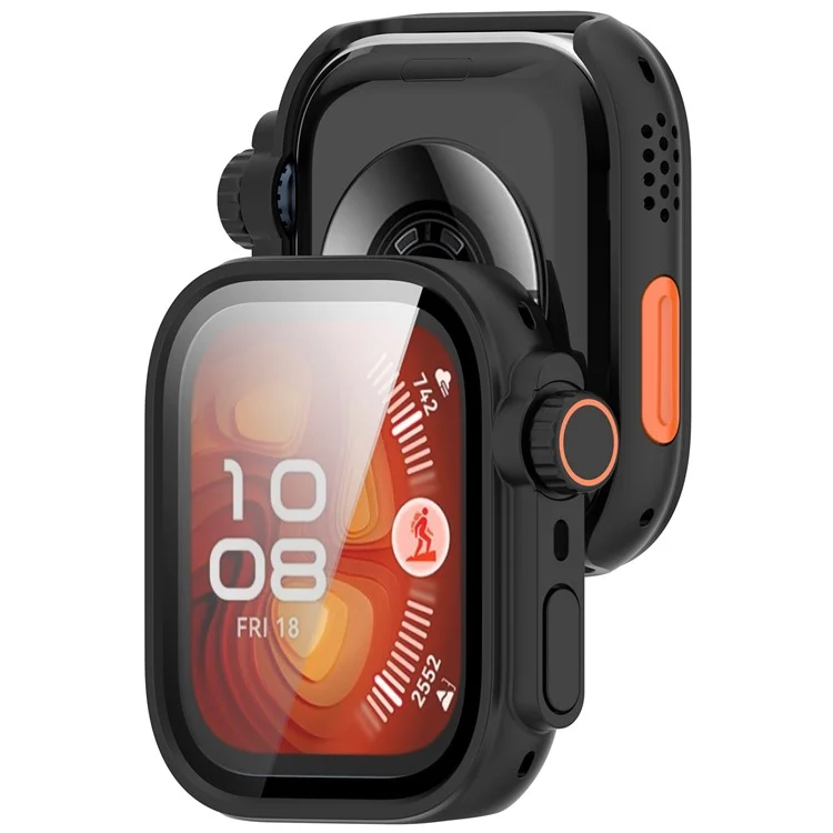 Für Huawei Watch Fit 4 Gehäuse Sofortige Transformation Ultra 2 Hartplastik Schutzhülle mit Panzerglas - Schwarz