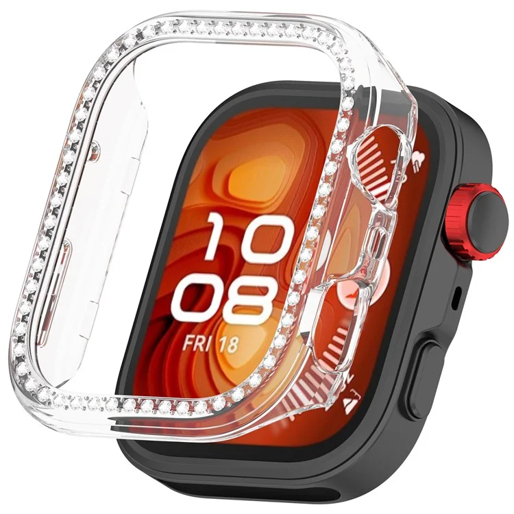 For Huawei Watch Fit 4 Pro Clear Watch Case Rhinestone Decorative Hollow Design PC Watch Cover