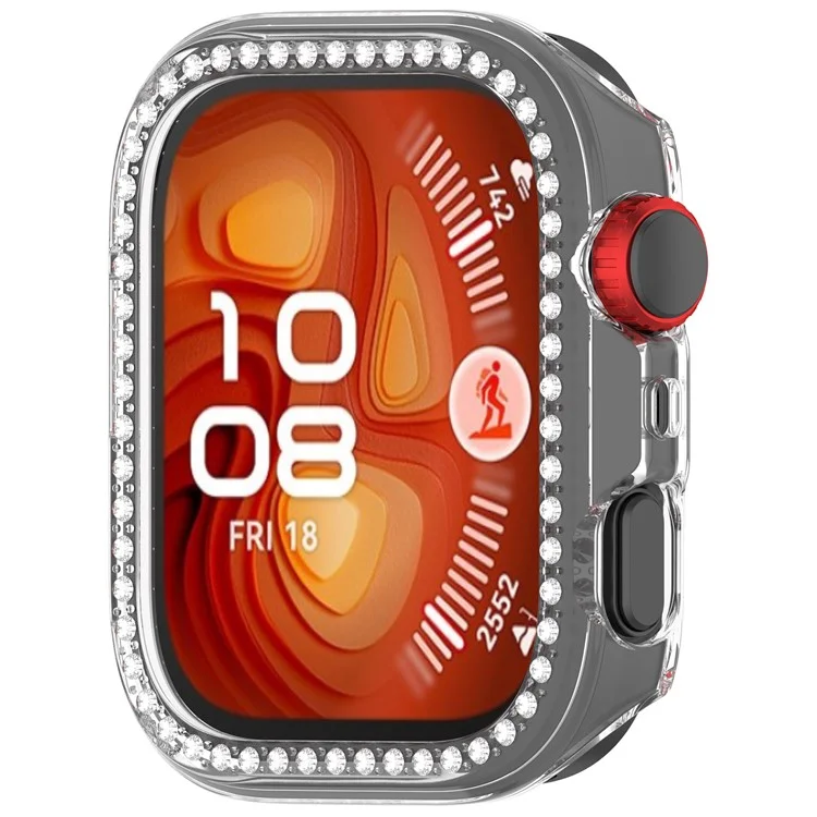 For Huawei Watch Fit 4 Pro Clear Watch Case Rhinestone Decorative Hollow Design PC Watch Cover