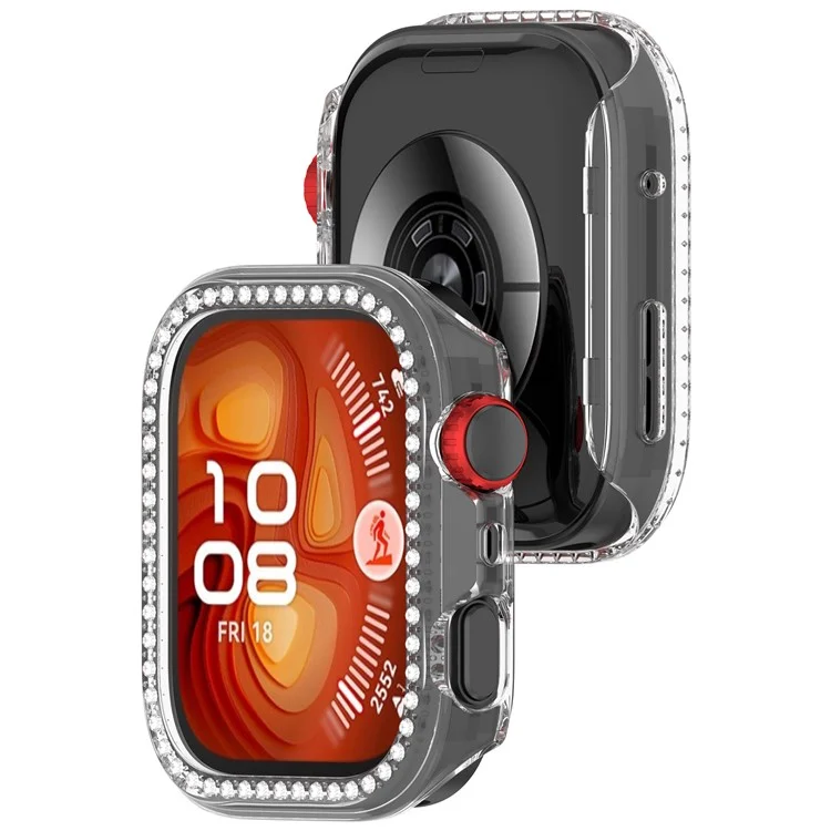 For Huawei Watch Fit 4 Pro Clear Watch Case Rhinestone Decorative Hollow Design PC Watch Cover