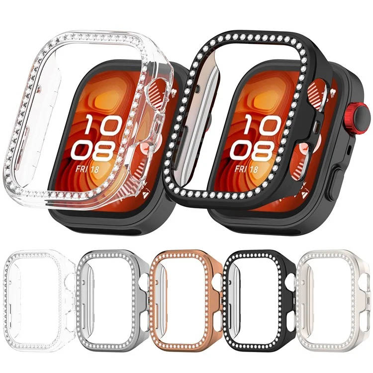 For Huawei Watch Fit 4 Pro Clear Watch Case Rhinestone Decorative Hollow Design PC Watch Cover