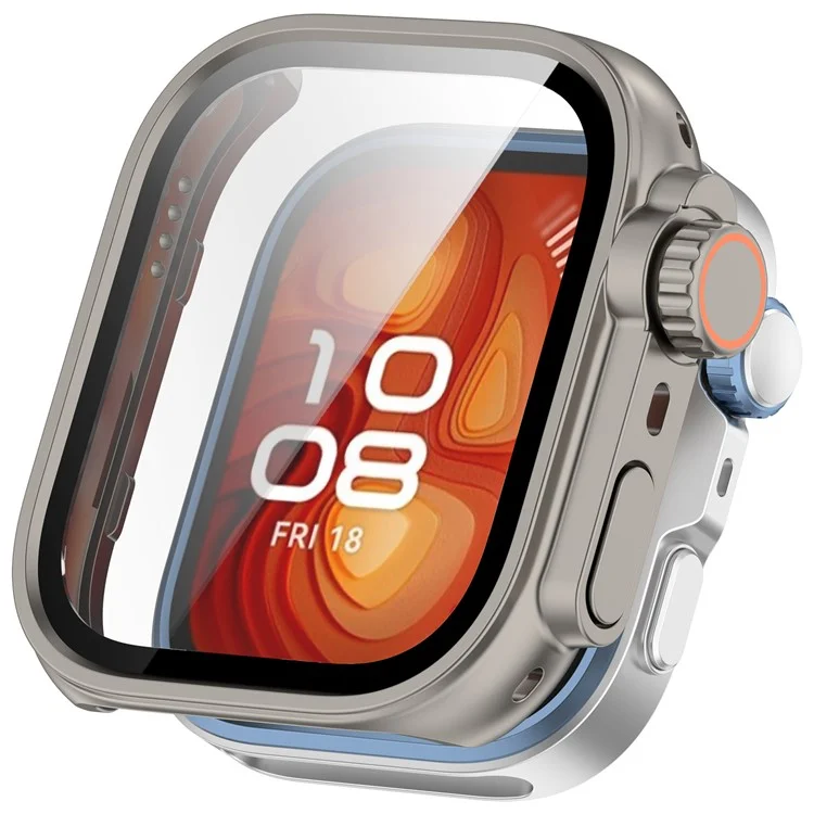 For Huawei Watch Fit 4 Pro Watch Case Instant Transformation Ultra 2 Hard PC Cover with Tempered Glass - Titanium