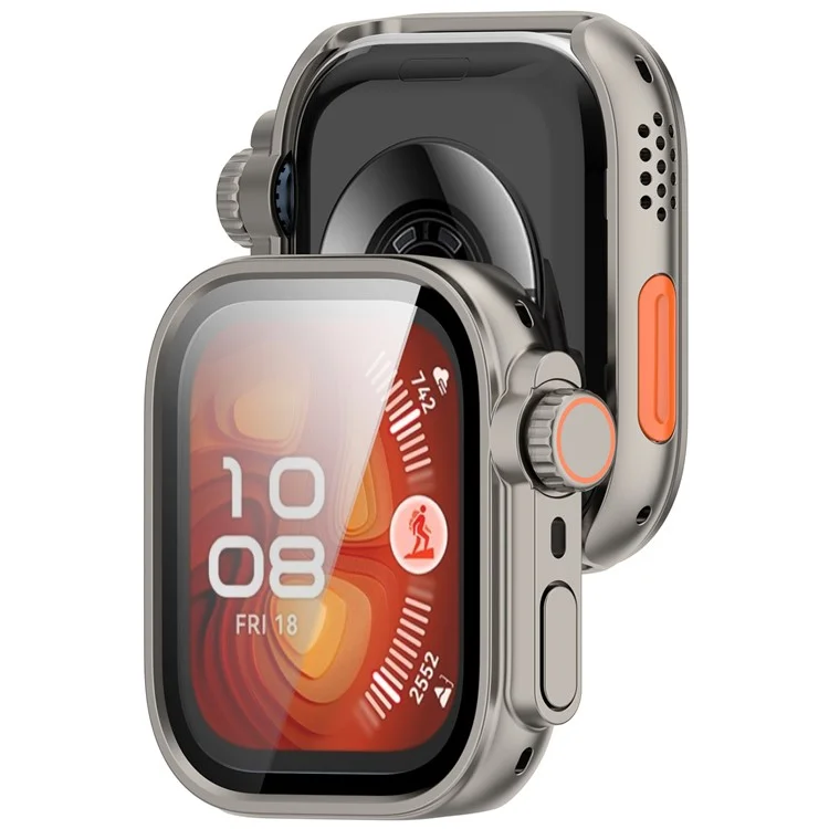 For Huawei Watch Fit 4 Pro Watch Case Instant Transformation Ultra 2 Hard PC Cover with Tempered Glass - Titanium