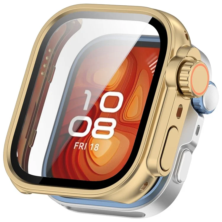 For Huawei Watch Fit 4 Pro Watch Case Instant Transformation Ultra 2 Hard PC Cover with Tempered Glass - Champagne Gold