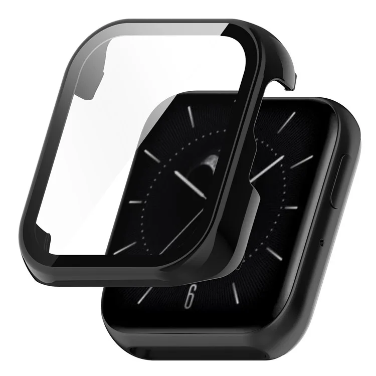 Für Oppo Watch SE Gehäuse PC-Rahmen mit Panzerglas Schutzfolie - Schwarz