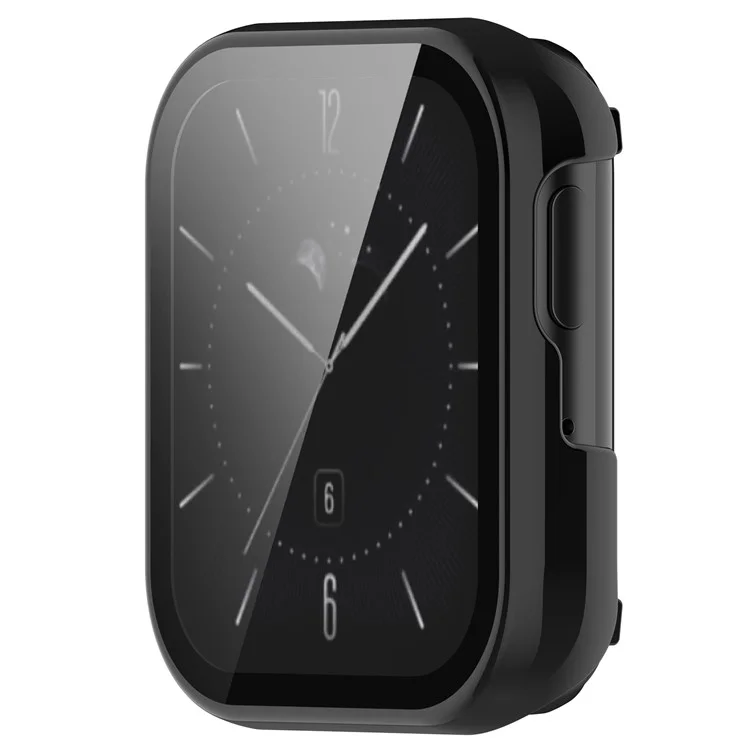 Für Oppo Watch SE Gehäuse PC-Rahmen mit Panzerglas Schutzfolie - Schwarz