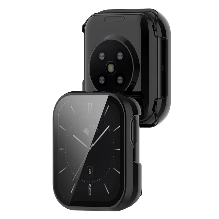 Für Oppo Watch SE Gehäuse PC-Rahmen mit Panzerglas Schutzfolie - Schwarz